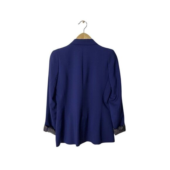 Zara Woman Blue Blazer With Gold Button & Star Print Lining Long Sleeves Rear Ve - Picture 3 of 8